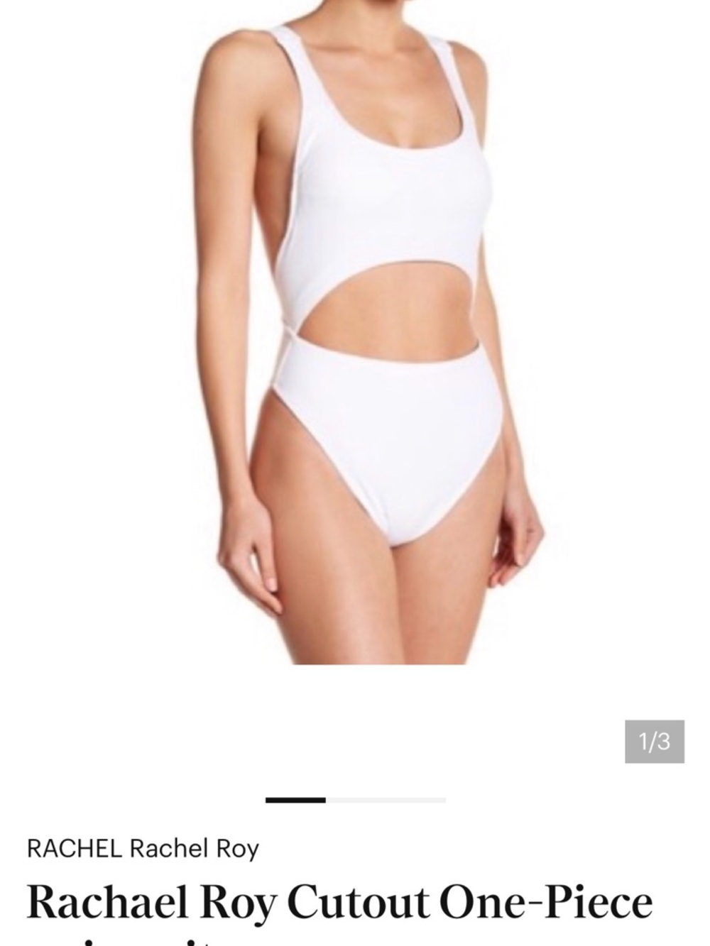 RACHEL Rachel Roy White Cutout One-Piece Swimsuit with Scoop Neck